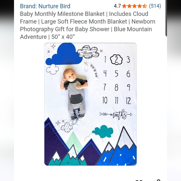 Other - Nurture Bird Baby Milestone Blanket with Cloud Frame